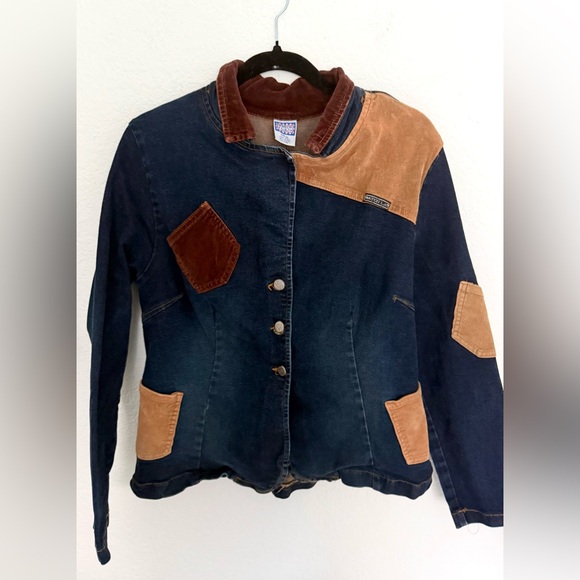 Watch LA Vintage 90s Y2K Denim Jean Patchwork Corduroy Eclectic Boho Jacket - Picture 1 of 9